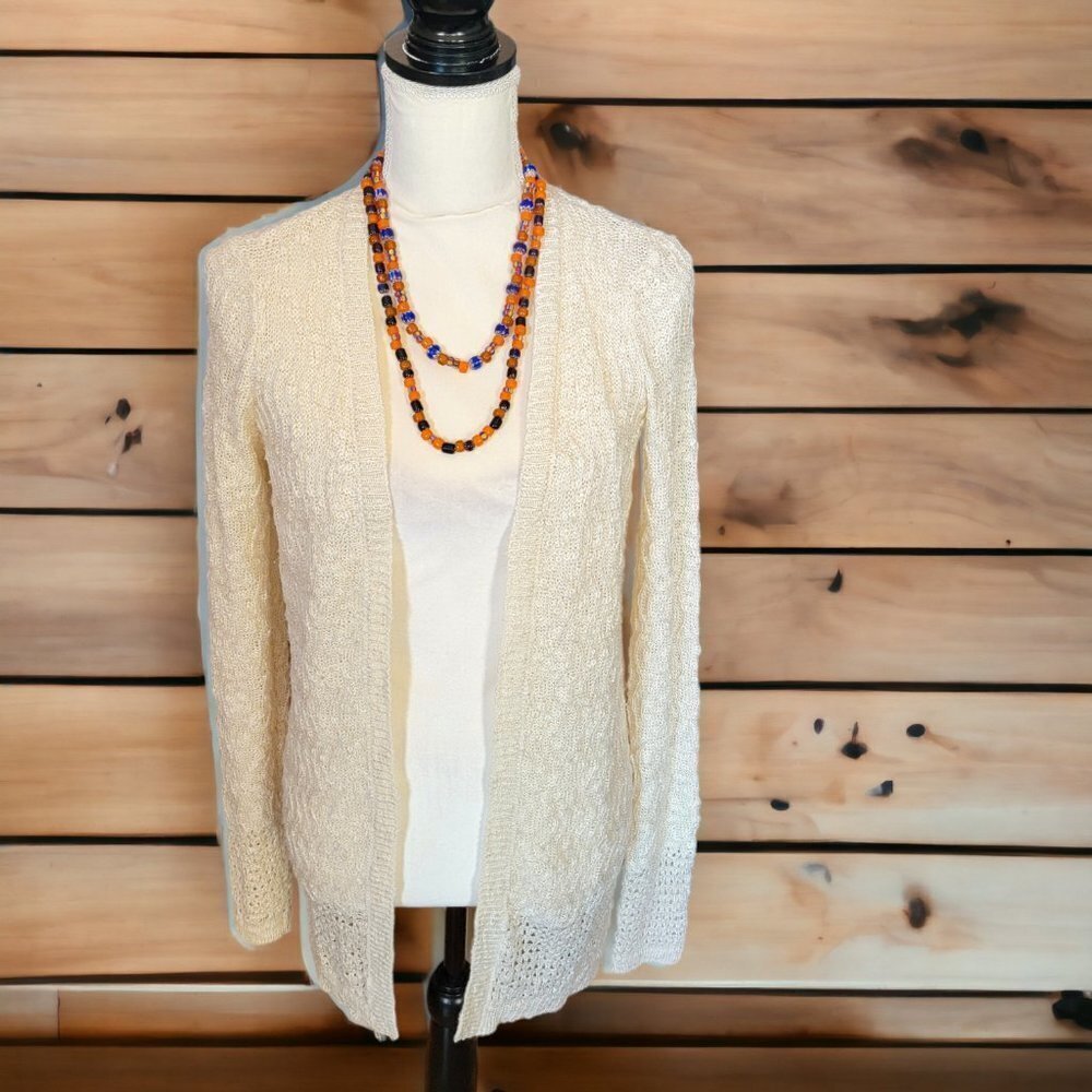 Cloud Chaser Long Sleeve Open Cardigan Ivory Colored Sweater in Size Small‎